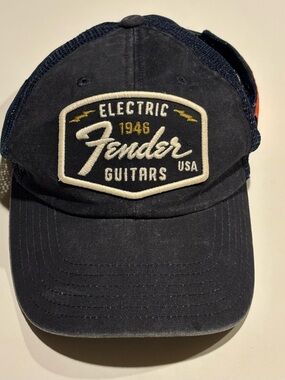 Fender Navy Trucker Hat with Red Patch